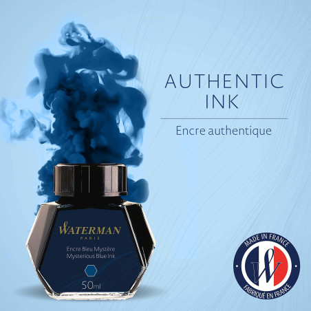 Waterman encre pour stylo plume - flacon d'encre Bleu Mystère - bouteille de 50 ml