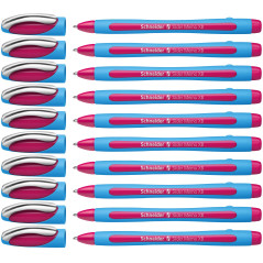 Schneider Slider Memo XB Stylo bille (avec capuchon, Pointe extra large (XB)) Rose, Lot de 10