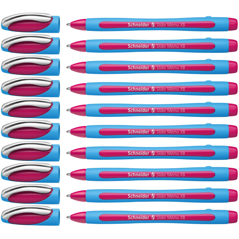 Schneider Slider Memo XB Stylo bille (avec capuchon, Pointe extra large (XB)) Rose, Lot de 10 Schneider Slider Memo XB Stylo bille (avec capuchon, Pointe extra large (XB)) Rose, Lot de 10