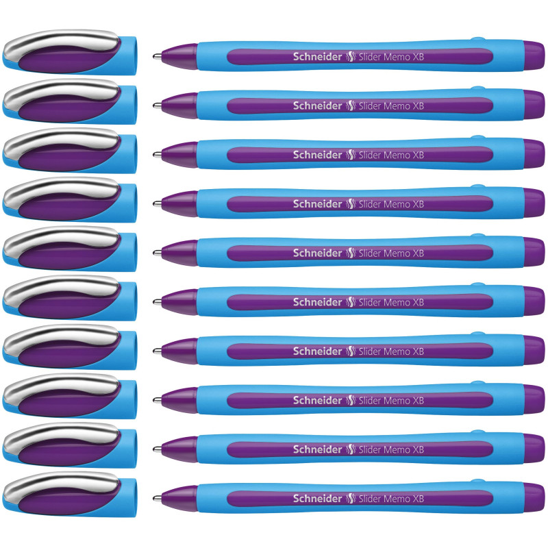 Schneider Slider Memo XB Stylo bille (avec capuchon, Pointe extra large (XB)) Violet, Lot de 10 Schneider Slider Memo XB Stylo bille (avec capuchon, Pointe extra large (XB)) Violet, Lot de 10