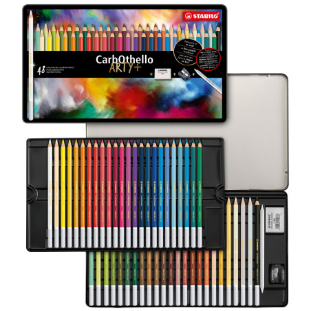 STABILO CarbOthello - Crayon de couleur - Boîte métal x 48 crayons pastel - Gamme ARTY+