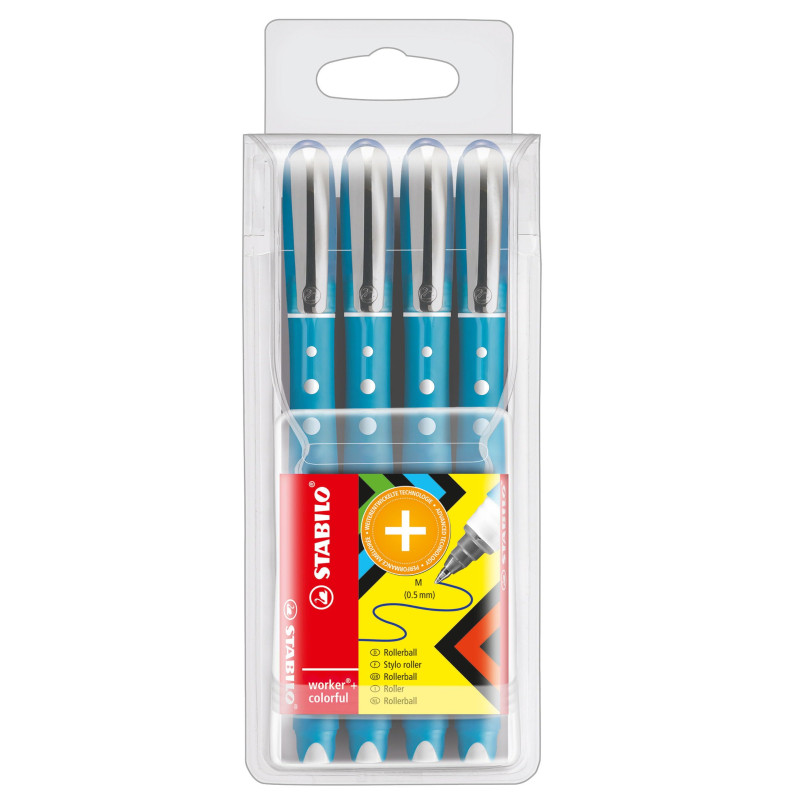STABILO worker colorful Stylo roller Bleu Emballage 4 pièces (Import Allemagne) STABILO worker colorful Stylo roller Bleu Emballage 4 pièces (Import Allemagne)