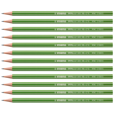 STABILO GREENgraph - Crayon papier - Lot x 12 crayons graphite HB
