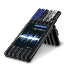 Staedtler - 34 SB6B - Etui chevalet Compose de: 1 Feutres super fin Noir + 1 Feutre super fin Bleu + 1 Roller Bleu + 1 Stylo Bil