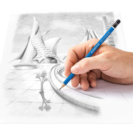 Staedtler Mars Lumograph, Crayons à papier de très haute qualité pour écriture et dessin artistique, Boîte en métal avec 12 cray