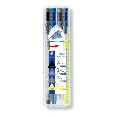 Staedtler Triplus Mobile Office, Trousse portative tout-en-un incluant fineliner, stylo-bille, porte-mine et surligneur, Pour éc
