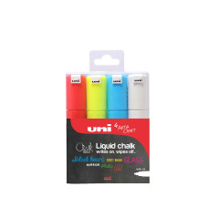 Uni-Ball - PWE8K - Lot de 4 Marqueur craie - Pointe large - Assortiment de couleurs (Import Royaume Uni)