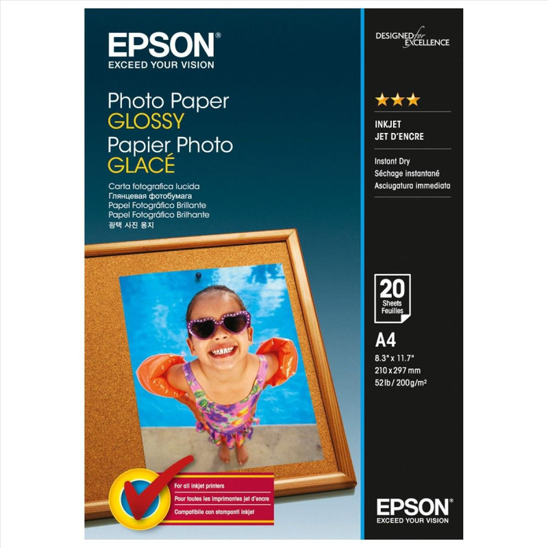 Epson Photo papier brillant A 4 20 feuilles 200 g, blanc, A4 Epson Photo papier brillant A 4 20 feuilles 200 g, blanc, A4