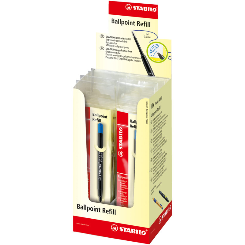 STABILO Recharge - Lot x 10 recharges stylo bille STABILO pointball - Bleu STABILO Recharge - Lot x 10 recharges stylo bille STABILO pointball - Bleu