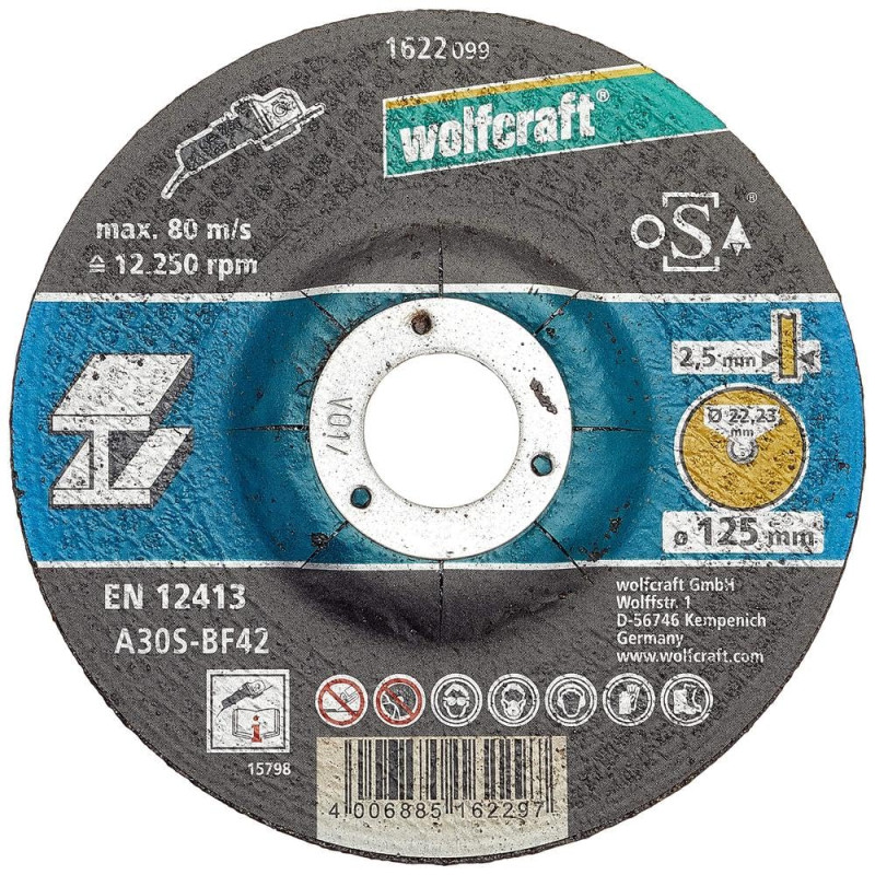 wolfcraft - 1622300 - Pack de 5 disques à tronçonner le métal - Diamètre 125 x 2,5 argent wolfcraft - 1622300 - Pack de 5 disques à tronçonner le métal - Diamètre 125 x 2,5 argent
