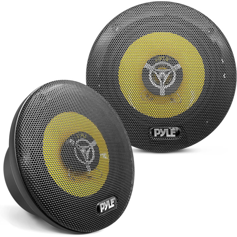 Pyle Haut-Parleurs Coaxiaux 3 Voies – 16,5 cm (6.5") – 280W – 4 Ohms – Paire Voiture – Tweeter et Médium Intégrés – Aimant 1,13 