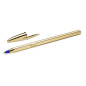 BIC Cristal Original Shine - Stylo-Bille Pointe Moyenne (1,0 mm) Corps Doré - Écriture Fluide et Élégante à Encre Bleue, Boîte d