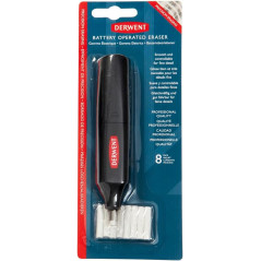 Derwent Stylo gomme à piles, comprend 8 gommes de rechange, convient aux crayons graphite, de couleur et pastel, qualité profess