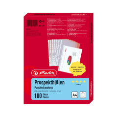 Herlitz 10840320 Pack de 100 pochettes perforées A4 grainées Premium (Import Allemagne)