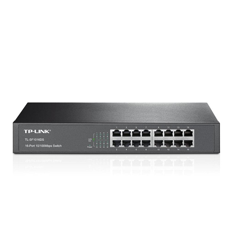 TP-Link TL-SF1016DS Switch 16 Ports 10/100 Mbps (Bureau/Rackable, Boîtier Métal) TP-Link TL-SF1016DS Switch 16 Ports 10/100 Mbps (Bureau/Rackable, Boîtier Métal)