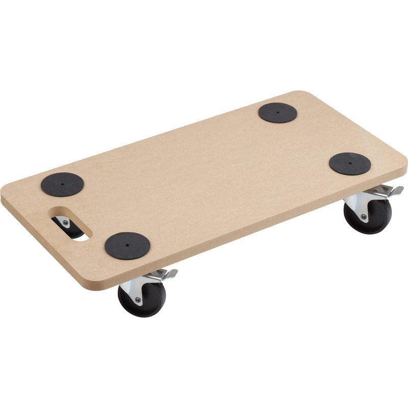 Meister 821400 Chariot à roulettes Plaque MDF Roues en PP Freins- 590 x 290 mm - 200 kg Freins