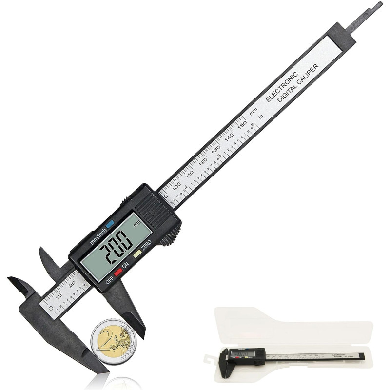 FISHTEC - Pied à Coulisse Numérique - Fibre de Carbone - Ecran LCD - Mesure Rapide et Précision 0,1 mm - Fonction Remise à Zéro FISHTEC - Pied à Coulisse Numérique - Fibre de Carbone - Ecran LCD - Mesure Rapide et Précision 0,1 mm - Fonction Remise à Zéro