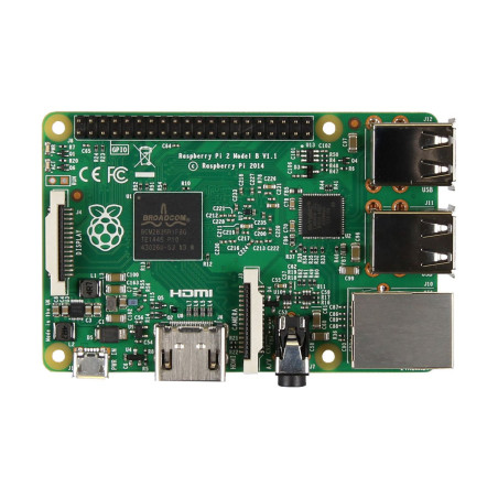 Raspberry Pi Carte Mère Raspberry Pi 2 Type B (Processeur 900MHz, 1 Go de RAM, 4 x USB, 1 x HDMI, 1 x RJ45, 1 x Jack, lecteur de