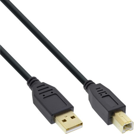 InLine 34550S Câble USB 2.0 AM/BM Contacts dorés 10 m Noir