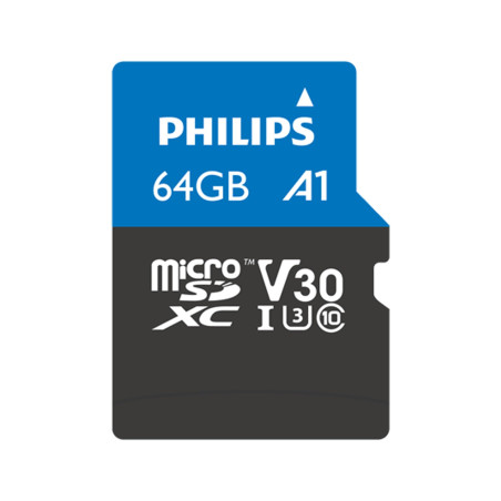 Philips Ultra Pro Carte microSDXC 64 Go + SD adapteur UHS-I U3, Vitesse de Lecture jusqu'à 100 Mo/s, A1 Fast App Performance, V3