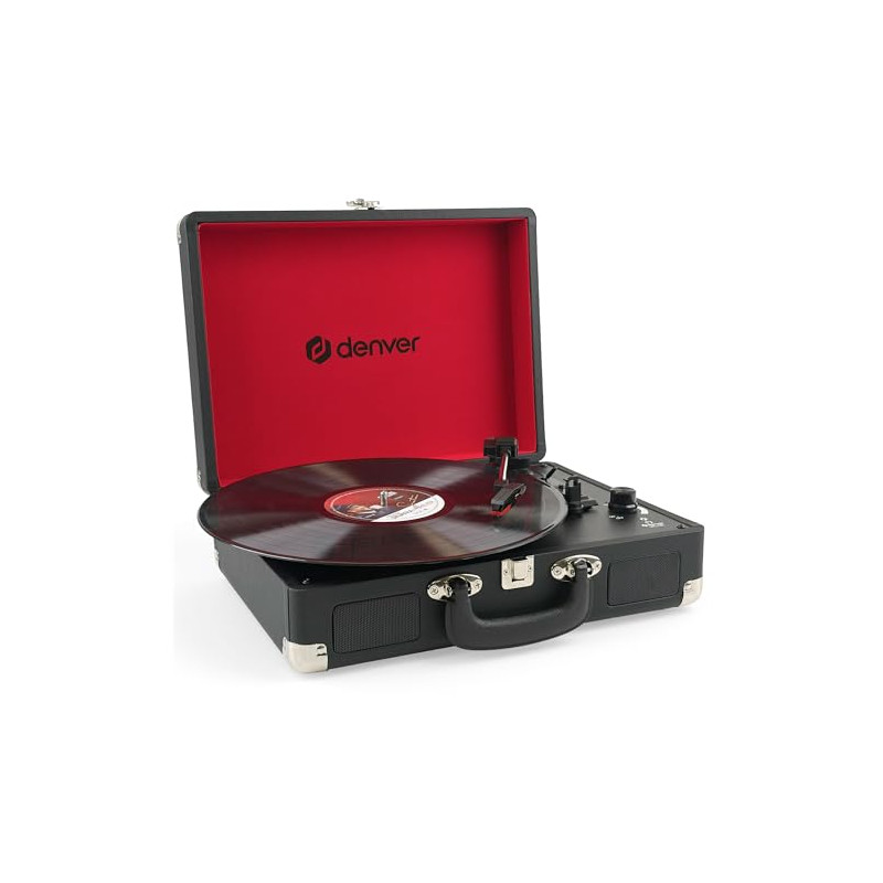 Tourne-Disque Vinyle Vintage Noir - DENVER VPL-120 - Platine avec Enceinte intégrée - 3 Vitesses 33/45/78 Tours - Enregistrement Tourne-Disque Vinyle Vintage Noir - DENVER VPL-120 - Platine avec Enceinte intégrée - 3 Vitesses 33/45/78 Tours - Enregistrement
