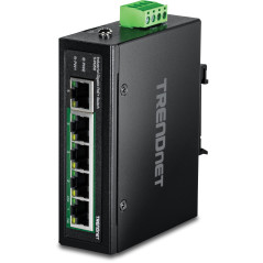 TRENDnet, TI-PG50, Commutateur Gigabit Industriel renforcé Non géré à 5 Ports, 10/100/1000 Mbps, commutateur sur Rail DIN, 4 Por