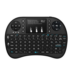 Rii Mini i8+ Wireless (AZERTY) - Mini Clavier Française Rétro-éclairé Ergonomique sans Fil avec Touchpad - Pour Smart TV, mini P