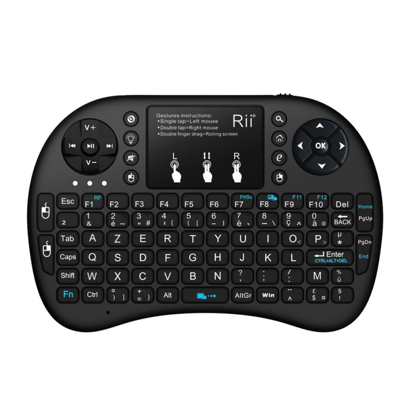 Rii Mini i8+ Wireless (AZERTY) - Mini Clavier Française Rétro-éclairé Ergonomique sans Fil avec Touchpad - Pour Smart TV, mini P Rii Mini i8+ Wireless (AZERTY) - Mini Clavier Française Rétro-éclairé Ergonomique sans Fil avec Touchpad - Pour Smart TV, mini P