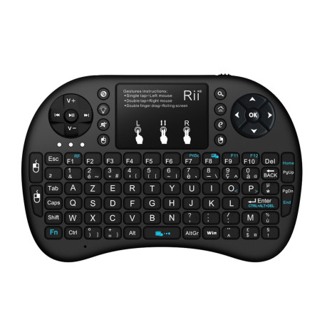 Rii Mini i8+ Wireless (AZERTY) - Mini Clavier Française Rétro-éclairé Ergonomique sans Fil avec Touchpad - Pour Smart TV, mini P