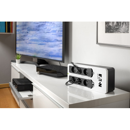 Eaton 3S 450 FR Onduleur Parafoudre - Off-Line UPS - Alimentation sans Interruption - Puissance 450VA (6 Prises FR, Parasurtense