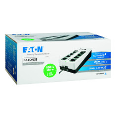 Eaton - Onduleur Parafoudre 3S 850 DIN - Off-line UPS - Alimentation Sans Interruption - Puissance 850VA (8 prises DIN, Silencie
