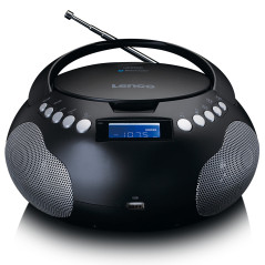 Lenco SCD-331 - Radio CD Portable - Bluetooth - Port USB - Stockage de titres programmable - Radio FM PLL - Écran LCD - Entrée A