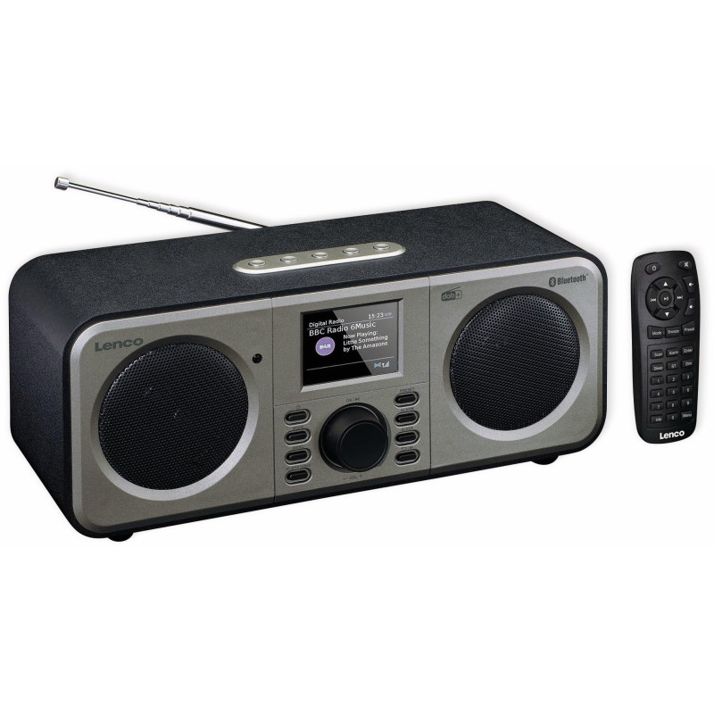 Lenco DAR-030 - Radio Dab+ - Bluetooth V.5 - Récepteur Dab+ et FM - 10 Stations préréglées - 2 x 3 Watt RMS - télécommande - Fon