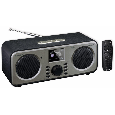 Lenco DAR-030 - Radio Dab+ - Bluetooth V.5 - Récepteur Dab+ et FM - 10 Stations préréglées - 2 x 3 Watt RMS - télécommande - Fon