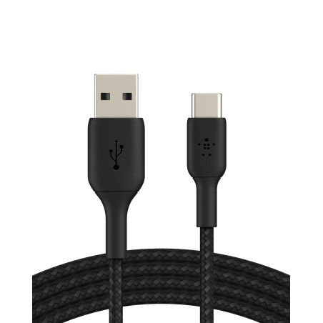 Belkin BoostCharge câble USB-C à gaine tressée, câble de recharge USB-C vers USB-A, câble USB Type-C pour iPhone 15, Plus, Pro,