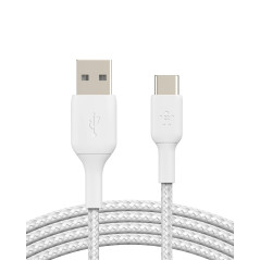 Belkin BoostCharge câble USB-C à gaine tressée, câble de recharge USB-C vers USB-A, câble USB Type-C pour iPhone 16, iPhone 15,
