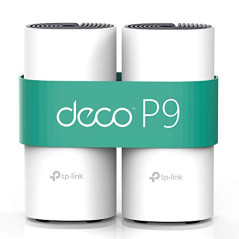 TP-Link Deco Mesh - CPL 1000Mbps Deco P9(2-Pack) Système WiFi pour Toute la Maison - Couverture WiFi de 260㎡, 2 Gigabit Ethernet