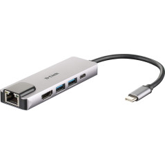 D-Link DUB-M520 Hub USB-C 5-en-1 avec HDMI/Ethernet/Power Delivery- Idéal pour Partager une Connexion Entre Plusieurs Périphériq