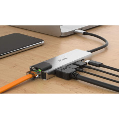 D-Link DUB-M520 Hub USB-C 5-en-1 avec HDMI/Ethernet/Power Delivery- Idéal pour Partager une Connexion Entre Plusieurs Périphériq