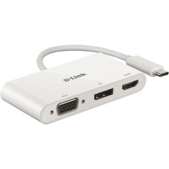 D-Link DUB-V310 Adaptateur USB-C 3-en-1 avec HDMI/VGA/DisplayPort- Idéal pour Partager une Connexion Entre Plusieurs Périphériqu