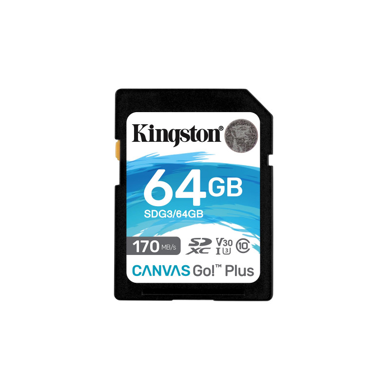 Kingston Canvas Go! Plus Carte SD 64GB SDXC 170R C10 UHS-I U3 V30 Kingston Canvas Go! Plus Carte SD 64GB SDXC 170R C10 UHS-I U3 V30