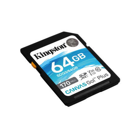 Kingston Canvas Go! Plus Carte SD 64GB SDXC 170R C10 UHS-I U3 V30
