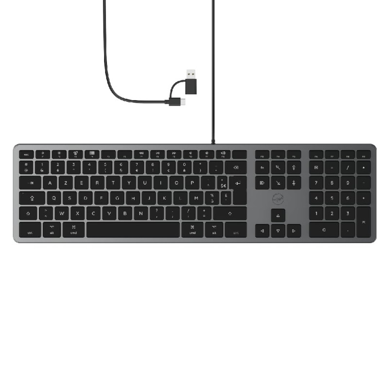 Mobility Lab Clavier français AZERTY filaire pour Mac – gris sidéral et noir