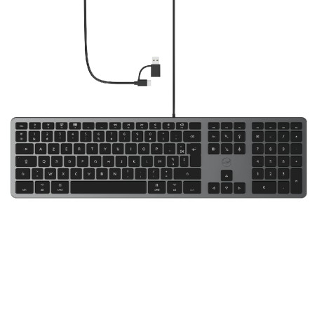 Mobility Lab Clavier français AZERTY filaire pour Mac – gris sidéral et noir