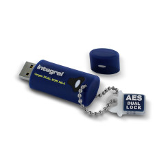 Integral Clé USB 64go Crypto-140-2 256-Bit 3.0 USB Mémoire Flash Drive cryptée double mot de passe - FIPS 140-2 Niveau 3, Design