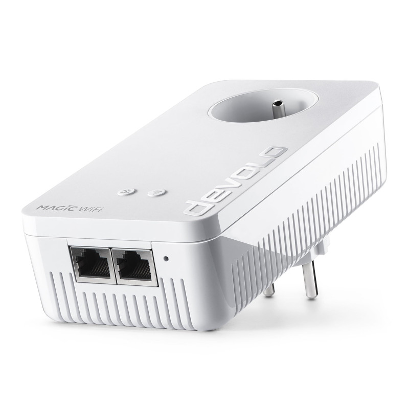 devolo Magic 2 WiFi 5 (ac) Adaptateur d'extension : 1x Adaptateur CPL WiFi (2400 Mbits, Mesh, 2x Gigabit Ethernet), idéal télétr devolo Magic 2 WiFi 5 (ac) Adaptateur d'extension : 1x Adaptateur CPL WiFi (2400 Mbits, Mesh, 2x Gigabit Ethernet), idéal télétr