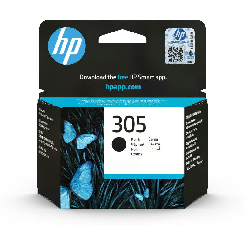 HP 305 Cartouche d'Encre Noire Originales,3YM61AE, Noir, Compatible avec les imprimantes HP DeskJet 2300 / 2700 / 2800 / 4100 / 