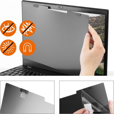 Durable 514357 Filtre de Protection Visuelle Magnétique pour Écrans de 13,3" Pouces, avec Sac Et Chiffon de Nettoyage, Anthracit