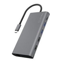 ICY BOX Station d'accueil USB-C (12-en-1) avec 2x HDMI & 1x DP, Docking Station USB-C pour Ordinateur Portable (Gigabit Ethernet