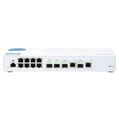 QNAP QSW-M408-2C QSW-M408-2C, 8 Port 1Gbps, 2 Port 10G SFP+/ NBASE-T Combo, 2 Port 10G SFP+, Web Management Switch